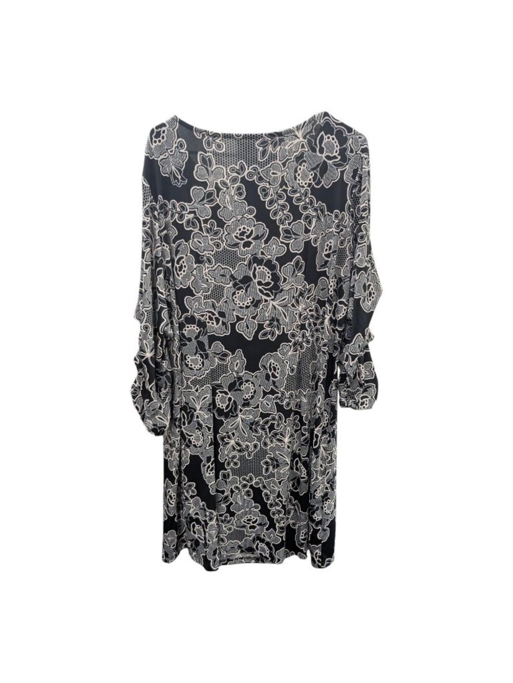 Cabi Floral Shift Dress Womens Black 3/4 Bell Sleeve Plus Size 18